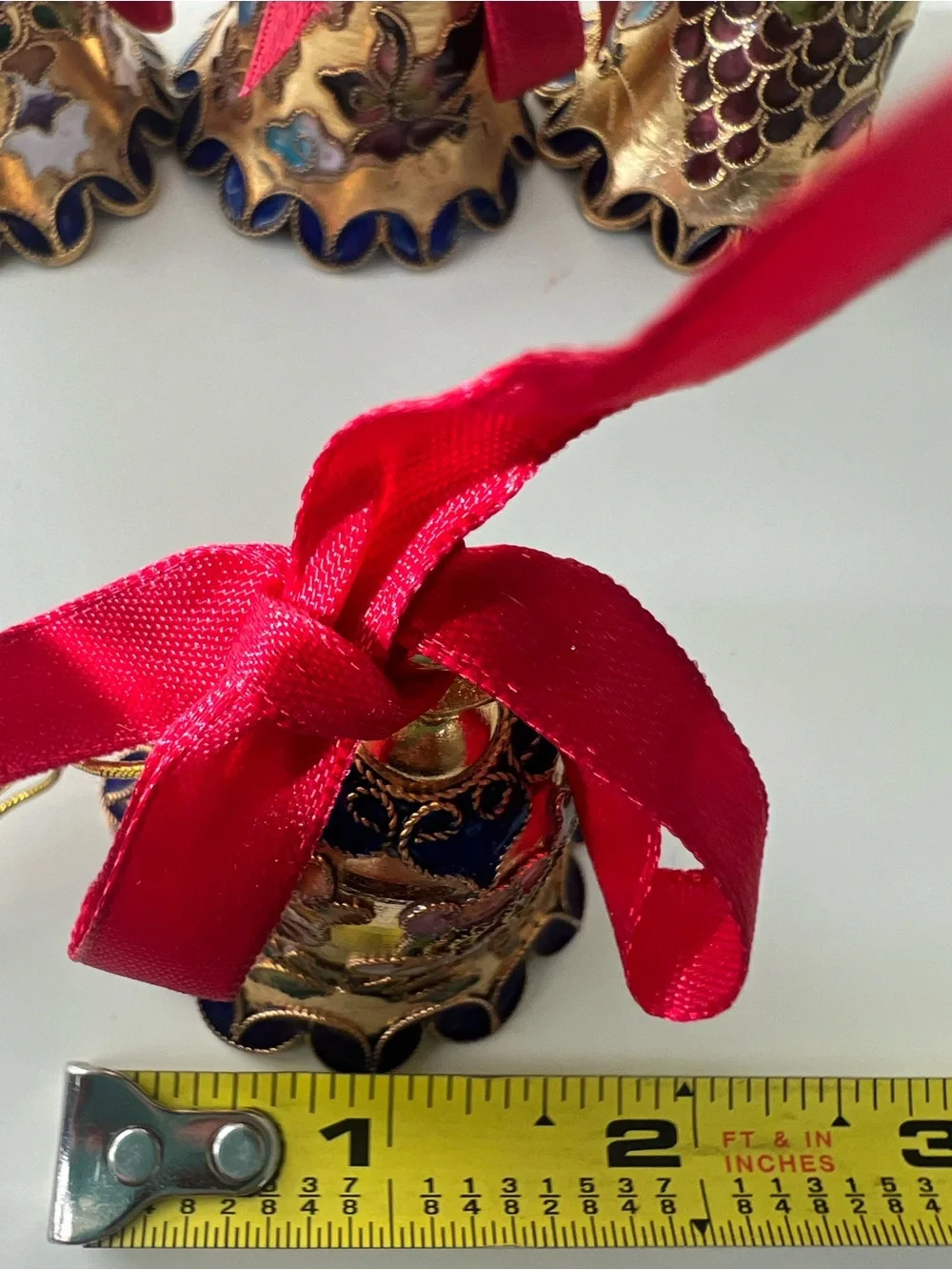 Gold colored Cloisonné Bell Ornaments (Set of 4) - not actual gold